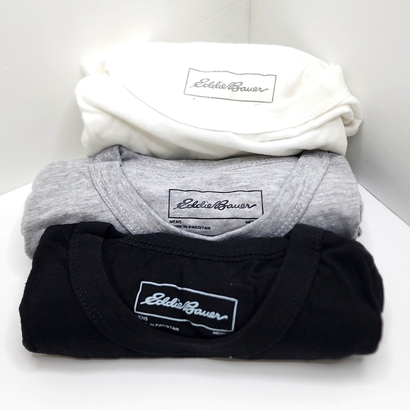 EDDIE BOUER MEN'S CLASSIC COTTON CREW NECK TEE, WHITE GRAY & BLACK - Picture 6 of 6